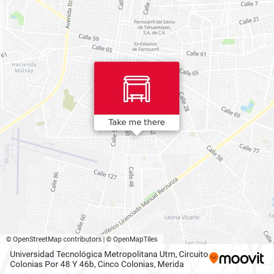 Universidad Tecnológica Metropolitana Utm, Circuito Colonias Por 48 Y 46b, Cinco Colonias map