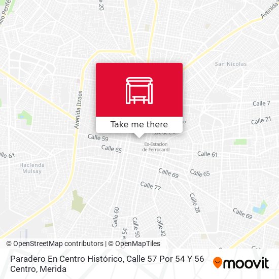 Mapa de Paradero En Centro Histórico, Calle 57 Por 54 Y 56 Centro