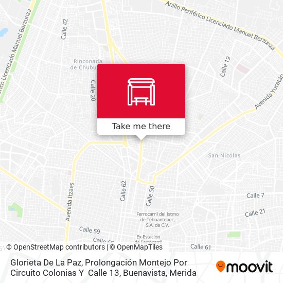 Glorieta De La Paz, Prolongación Montejo Por Circuito Colonias Y  Calle 13, Buenavista map