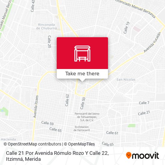 Mapa de Calle 21 Por Avenida Rómulo Rozo Y Calle 22, Itzimná