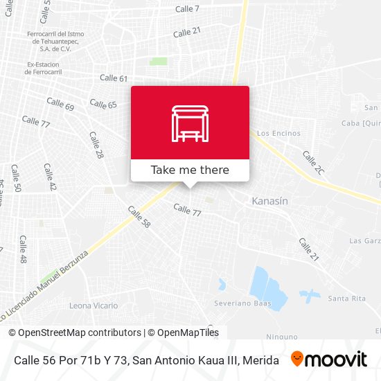 Calle 56 Por 71b Y 73, San Antonio Kaua III map