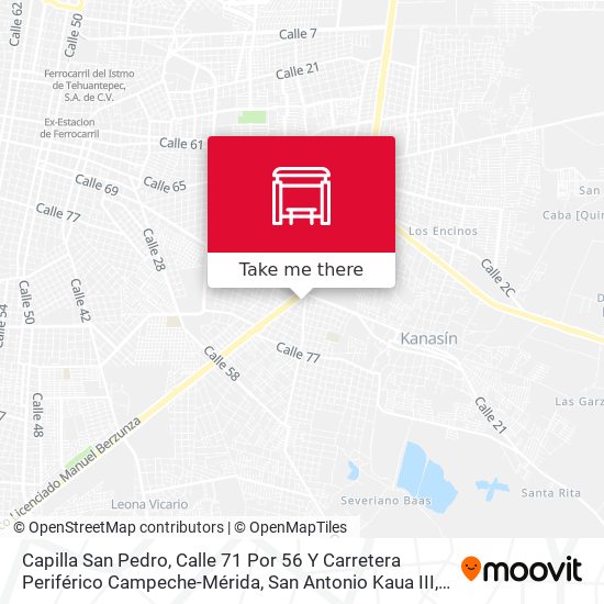 Capilla San Pedro, Calle 71 Por 56 Y Carretera Periférico Campeche-Mérida, San Antonio Kaua III map