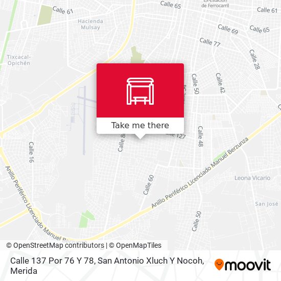 Calle 137 Por 76 Y 78, San Antonio Xluch Y Nocoh map