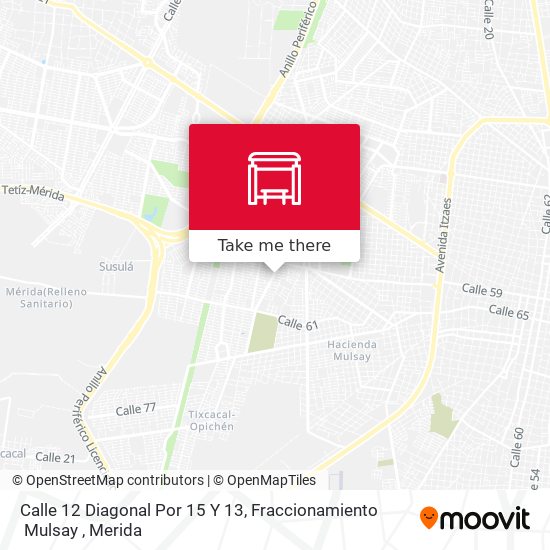 Calle 12 Diagonal Por 15 Y 13, Fraccionamiento  Mulsay map