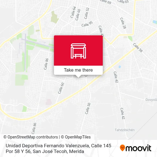 Unidad Deportiva Fernando Valenzuela, Calle 145 Por 58 Y 56, San José Tecoh map