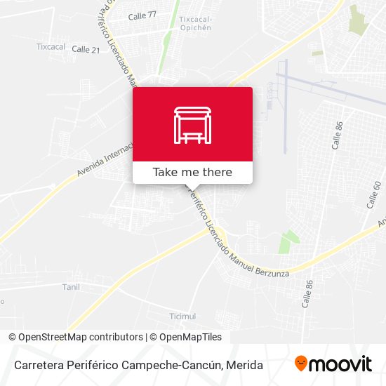 Carretera Periférico Campeche-Cancún map