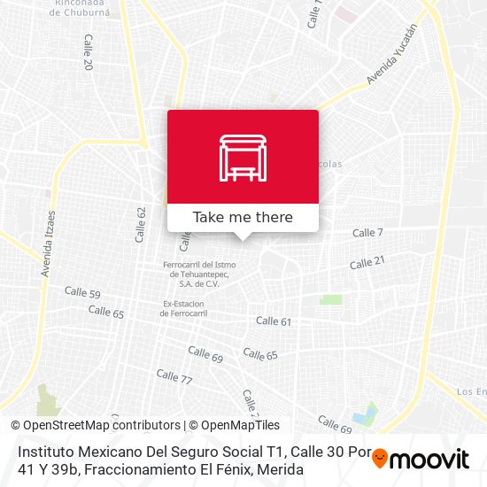 Instituto Mexicano Del Seguro Social T1, Calle 30 Por 41 Y 39b, Fraccionamiento El Fénix map