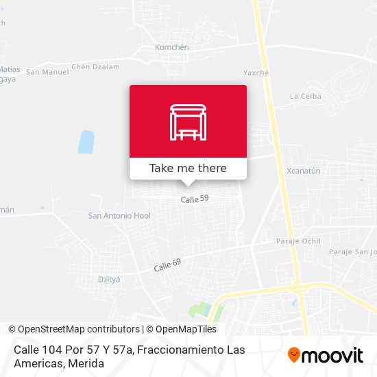 Mapa de Calle  104 Por 57 Y 57a, Fraccionamiento Las Americas