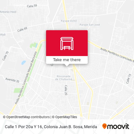 Mapa de Calle 1 Por 20a Y 16,  Colonia Juan B. Sosa