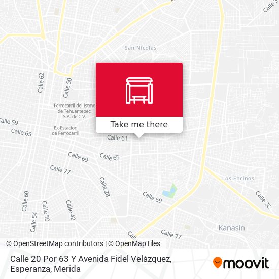 Calle 20 Por 63 Y Avenida Fidel Velázquez, Esperanza map