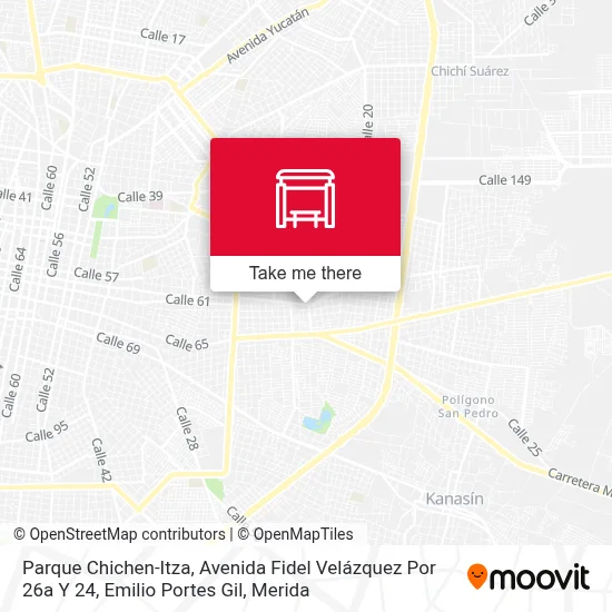 Parque Chichen-Itza, Avenida Fidel Velázquez Por 26a Y 24, Emilio Portes Gil map