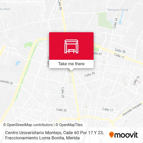 Centro Universitario Montejo, Calle 60 Por 17 Y 23, Fraccionamiento Loma Bonita map