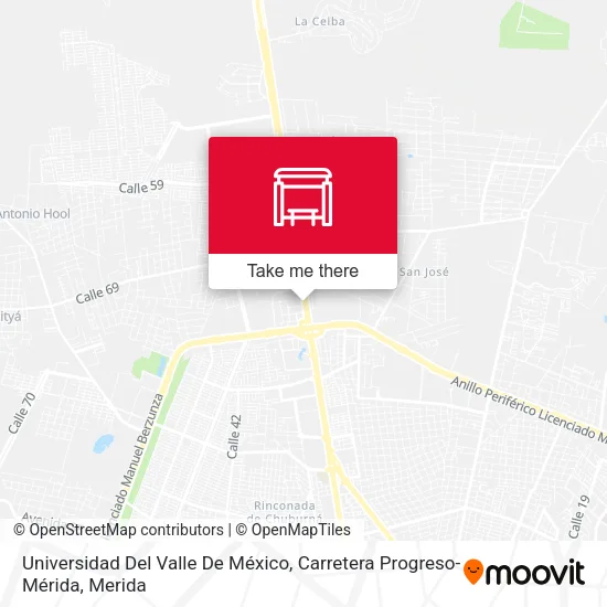 Universidad Del Valle De México, Carretera Progreso-Mérida map