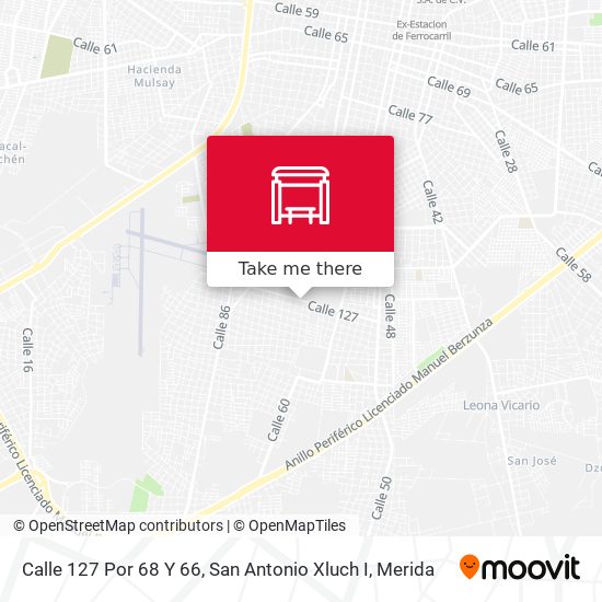 Mapa de Calle 127 Por 68 Y 66, San Antonio Xluch I