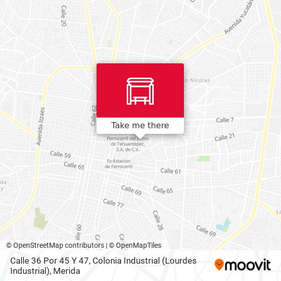 Mapa de Calle 36 Por 45 Y 47, Colonia Industrial (Lourdes Industrial)