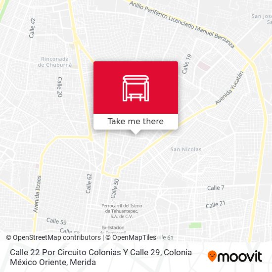 Calle 22 Por Circuito Colonias Y Calle 29, Colonia México Oriente map