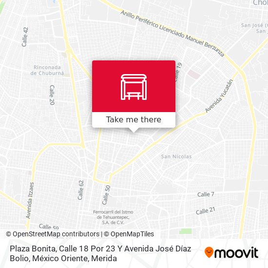 Plaza Bonita, Calle 18 Por 23 Y Avenida José Díaz Bolio, México Oriente map