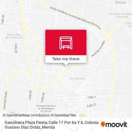 Gasolinera Plaza Fiesta, Calle 17 Por 6a Y 6, Colonia Gustavo Díaz Ordáz map