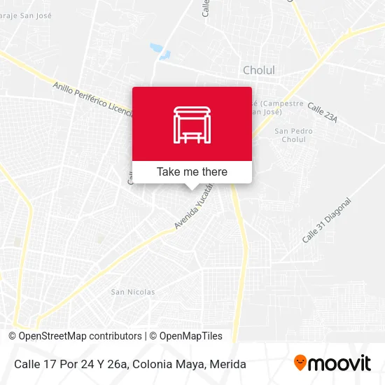 Calle 17 Por 24 Y 26a, Colonia Maya map