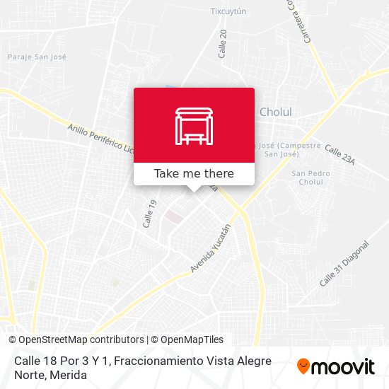 Calle 18 Por 3 Y 1, Fraccionamiento Vista Alegre Norte map