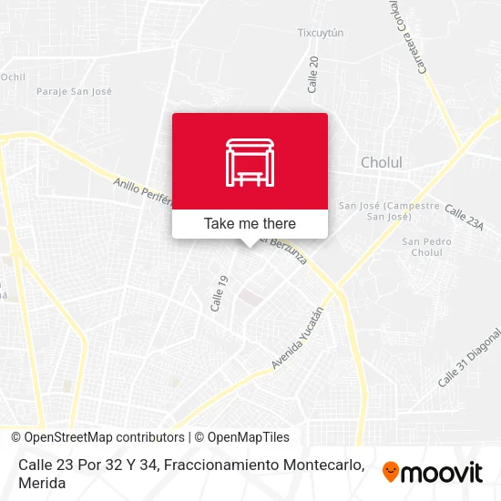 Mapa de Calle 23 Por 32 Y 34, Fraccionamiento Montecarlo