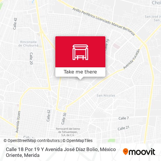 Calle 18 Por 19 Y Avenida José Díaz Bolio, México Oriente map