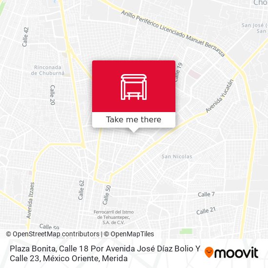 Plaza Bonita, Calle 18 Por Avenida José Díaz Bolio Y Calle 23, México Oriente map