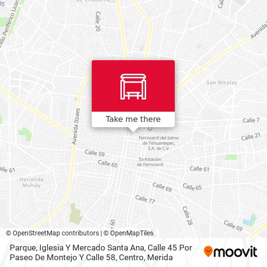 Parque, Iglesia Y Mercado Santa Ana, Calle 45 Por Paseo De Montejo Y Calle 58, Centro map