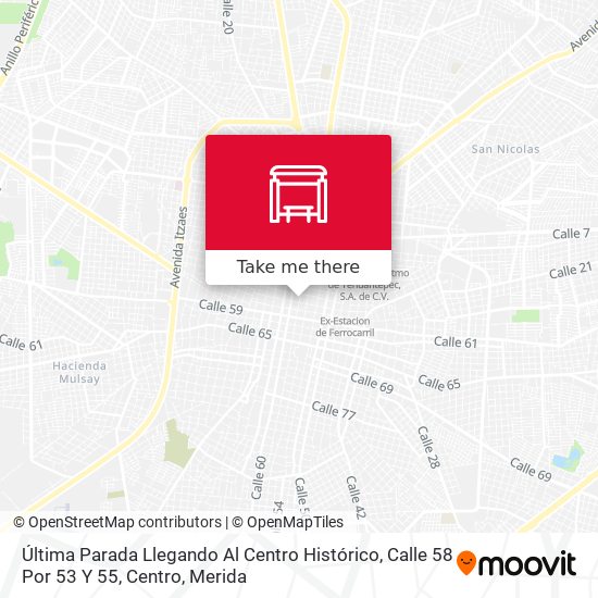 Mapa de Última Parada Llegando Al Centro Histórico, Calle 58 Por 53 Y 55, Centro