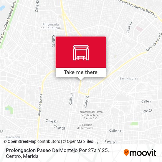 Mapa de Prolongacion Paseo De Montejo Por 27a Y 25, Centro