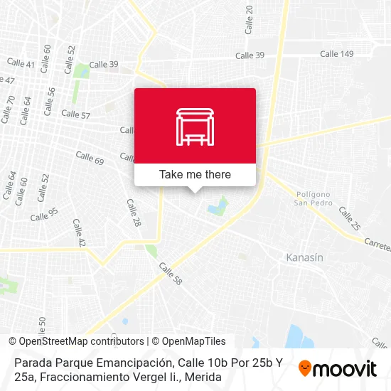 Parada Parque Emancipación, Calle 10b Por 25b Y 25a, Fraccionamiento  Vergel Ii. map