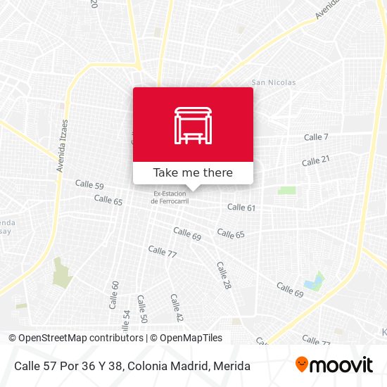 Calle 57 Por 36 Y 38, Colonia Madrid map