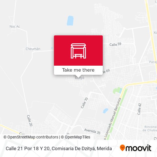 Mapa de Calle 21 Por 18 Y 20, Comisaría De Dzityá