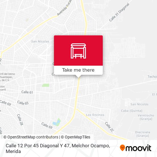 Calle 12 Por 45 Diagonal Y 47, Melchor Ocampo map