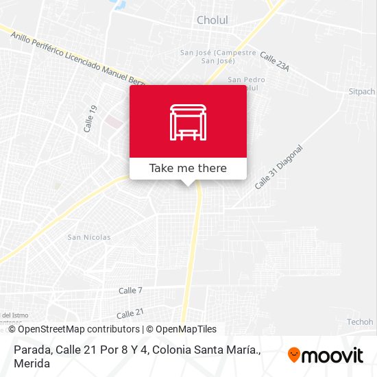 Parada, Calle 21 Por 8 Y 4, Colonia Santa María. map