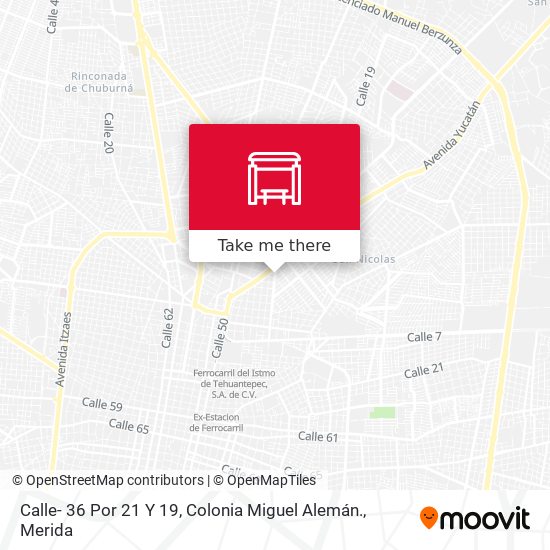 Calle- 36 Por 21 Y 19, Colonia Miguel Alemán. map