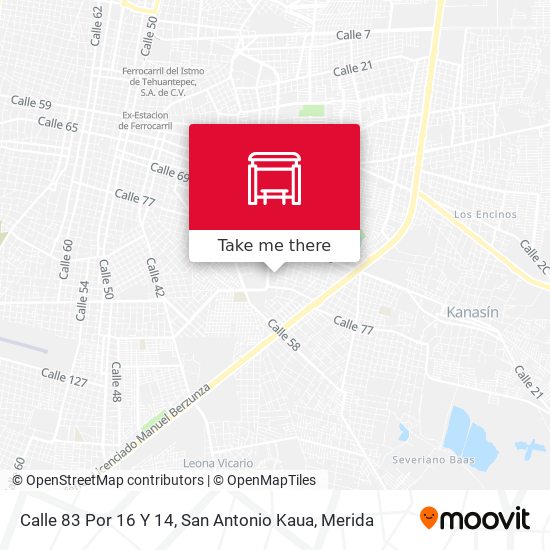 Calle 83 Por 16 Y 14, San Antonio Kaua map