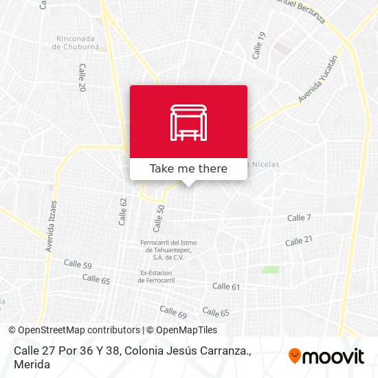 Calle 27 Por 36 Y 38, Colonia Jesús Carranza. map