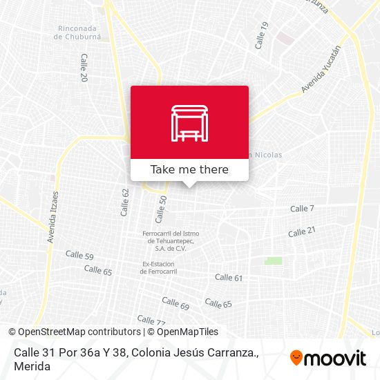 Mapa de Calle 31 Por 36a Y 38, Colonia Jesús Carranza.