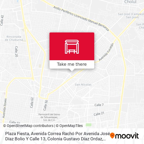 Plaza Fiesta, Avenida Correa Rachó Por Avenida José Díaz Bolio Y Calle 13, Colonia Gustavo Díaz Ordaz map