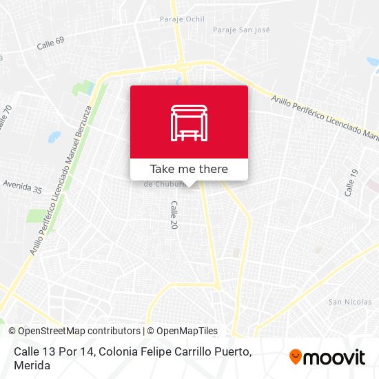 Mapa de Calle 13 Por 14, Colonia Felipe Carrillo Puerto