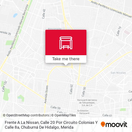 Mapa de Frente A La Nissan, Calle 20 Por Circuito Colonias Y Calle 8a, Chuburná De Hidalgo