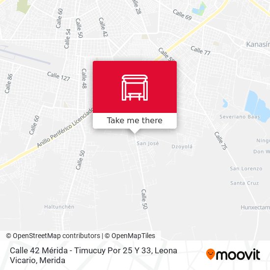 Mapa de Calle 42 Mérida - Timucuy Por 25 Y 33, Leona Vicario