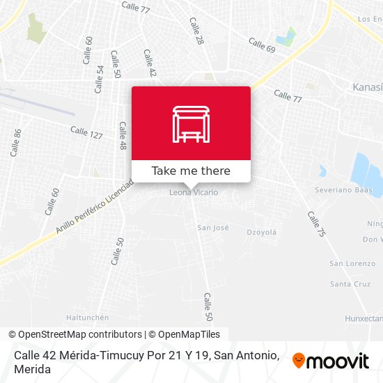 Calle 42 Mérida-Timucuy Por 21 Y 19, San Antonio map