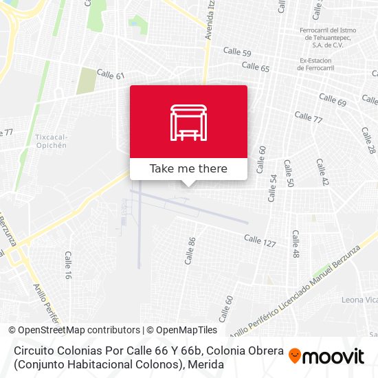 Circuito Colonias Por Calle 66 Y 66b, Colonia Obrera (Conjunto Habitacional Colonos) map