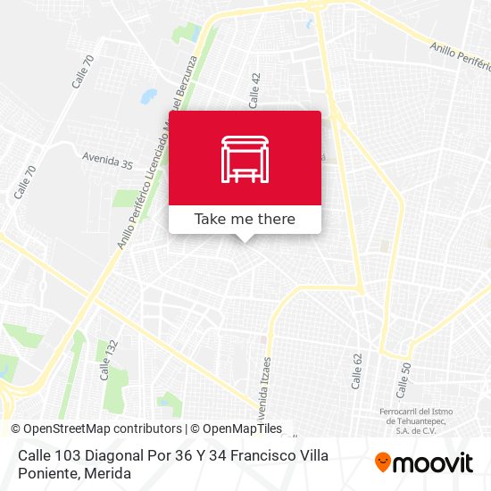 Calle 103 Diagonal Por 36 Y 34 Francisco Villa Poniente map
