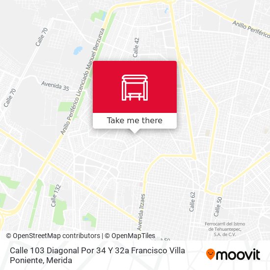 Calle 103 Diagonal Por 34 Y 32a Francisco Villa Poniente map