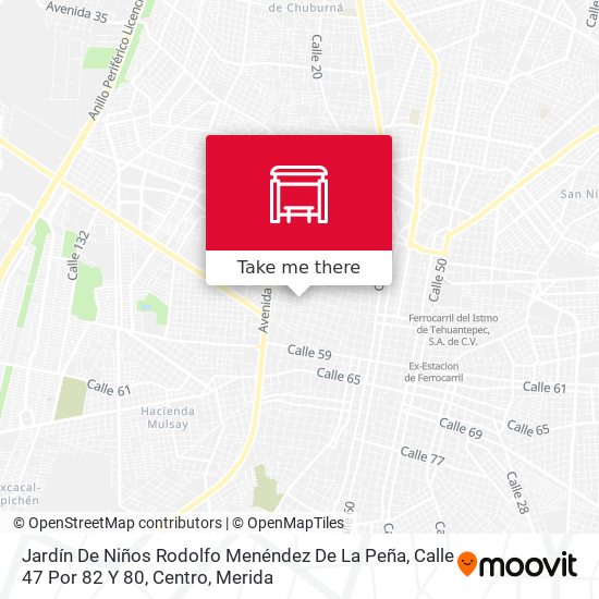 Mapa de Jardín De Niños Rodolfo Menéndez De La Peña, Calle 47 Por 82 Y 80, Centro