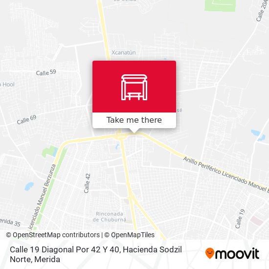 Mapa de Calle 19 Diagonal Por 42 Y 40, Hacienda Sodzil Norte