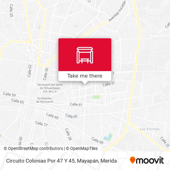 Circuito Colonias Por 47 Y 45, Mayapán map
